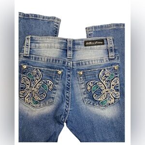 Stella in Dreams Bootcut Jeans Size 0 Waist 24 Embellished Medium Wash Denim
